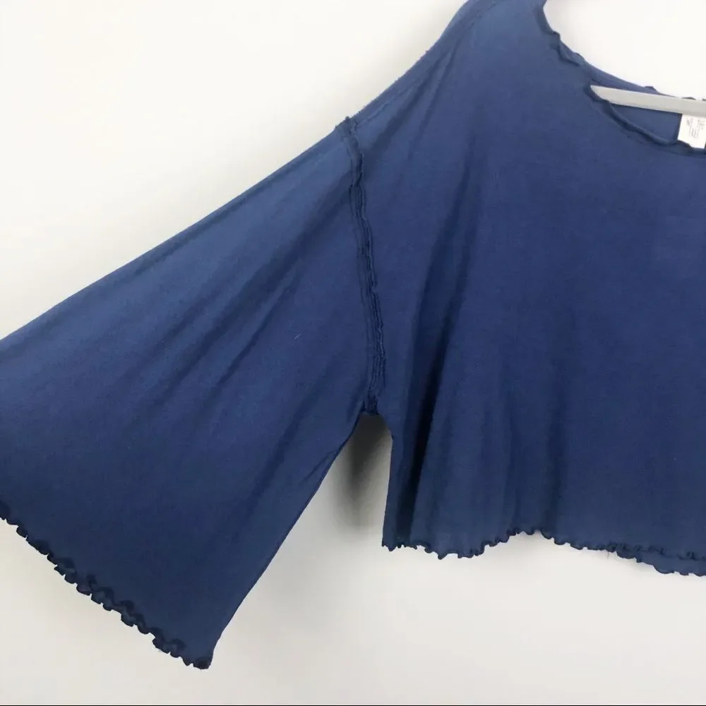 FREE PEOPLE We the Free | NEW Dark Blue Cropped Long Sleeve Top Women’s Size S
